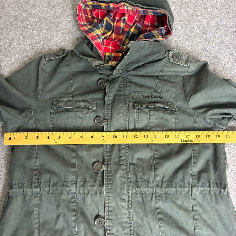 Billabong Womens L Olive Green Utility Field Jacket Flannel Lined Cotton Canvas - Picture 4 of 10